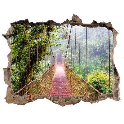 Wandsticker 3D doorkijk Brug in de jungle