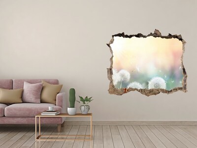 Wandsticker 3D doorkijk De bloemenwereld achter het gat