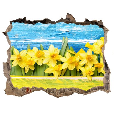 Zelfklevende 3D wandsticker illusie Een bloemenparadijs achter de muur.