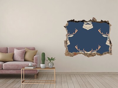 Wandsticker 3D doorkijk Hert met zonnebril