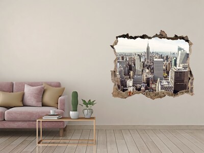 Zelfklevende 3D wandsticker illusie Uitzicht op New York