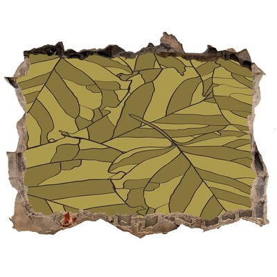 Zelfklevende muursticker 3D gat Bladeren in beton