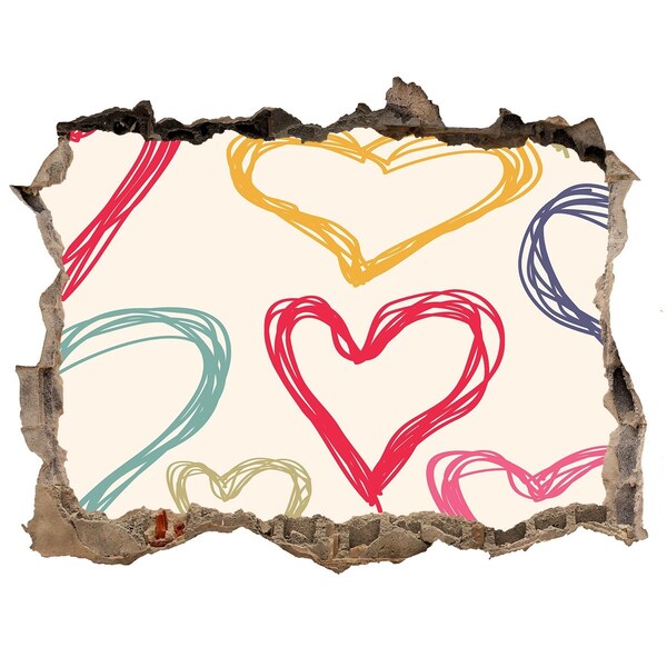 Wandsticker 3D doorkijk Hart aan de muur