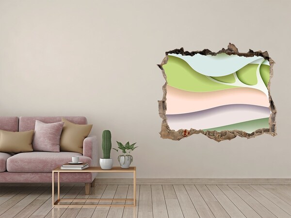 Dziura 3d fototapeta naklejka Złamana ściana z widokiem na krajobraz