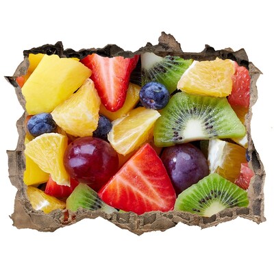 Zelfklevende muursticker 3D gat Fruitparadijs in beton