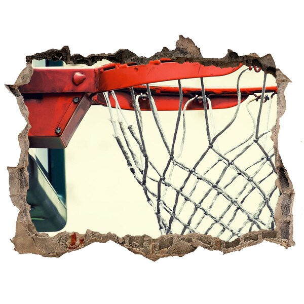 Wandsticker 3D gat met uitzicht Basketbal over de muur gooien