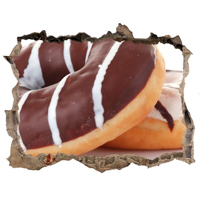 Zelfklevende muursticker 3D gat Chocoladedonuts bij Hole in the Wall