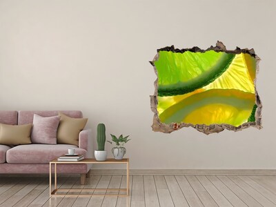 Naklejka dziura na ścianę Zielona limonka w dziurze w ścianie