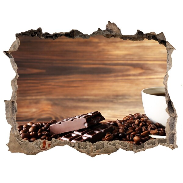 Wandsticker 3D doorkijk Koffiehoekje met chocolade