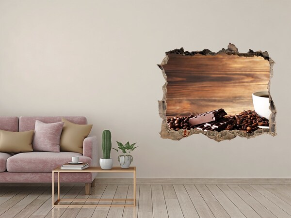 Wandsticker 3D doorkijk Koffiehoekje met chocolade