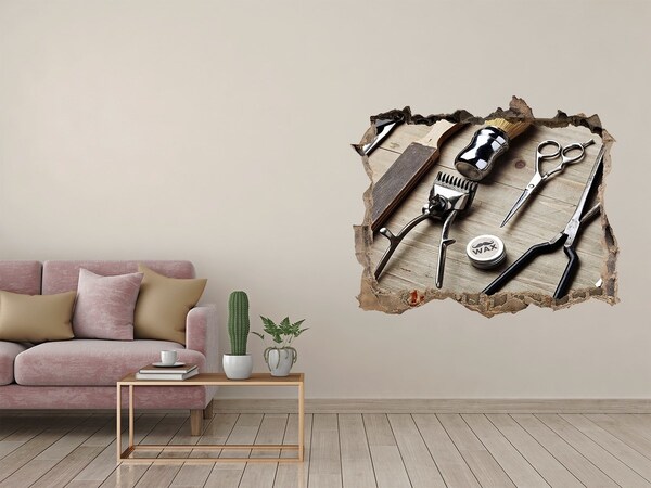 Wandsticker 3D doorkijk Kappersworkshop