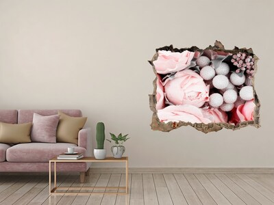 Zelfklevende 3D wandsticker illusie Een bloemenparadijs achter de muur.