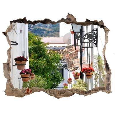 Fototapeta dziura na ścianę 3d Urokliwa uliczka w białej wiosce
