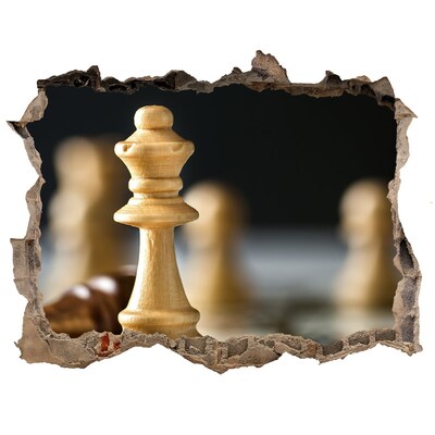 Zelfklevende muursticker 3D gat Schaken door een gat in de muur