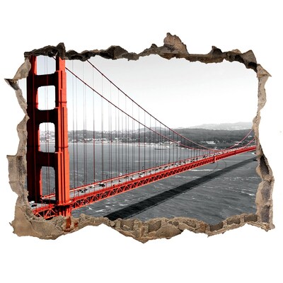 Wandsticker 3D doorkijk De Golden Gate Bridge in San Francisco