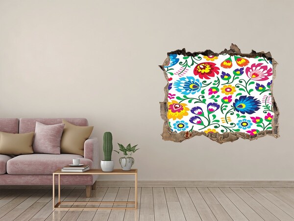 Okleina 3D dziura na ścianę Kwiatowy wzór na ścianie