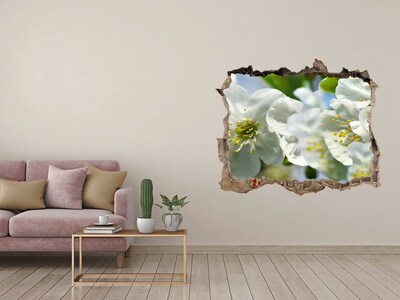 Zelfklevende muursticker 3D gat Een bloemenparadijs achter de muur.