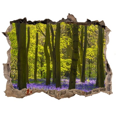 Zelfklevende muursticker 3D gat Een open plek in het bos in de lente