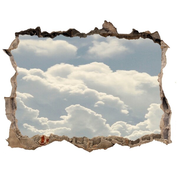 Zelfklevende 3D wandsticker illusie Hemel met wolken