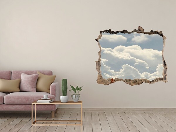 Zelfklevende 3D wandsticker illusie Hemel met wolken