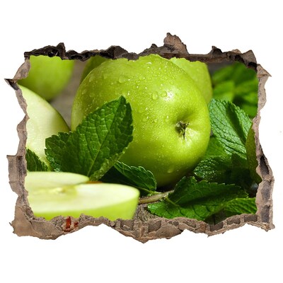 Zelfklevende 3D wandsticker illusie Groene appels in de tuin