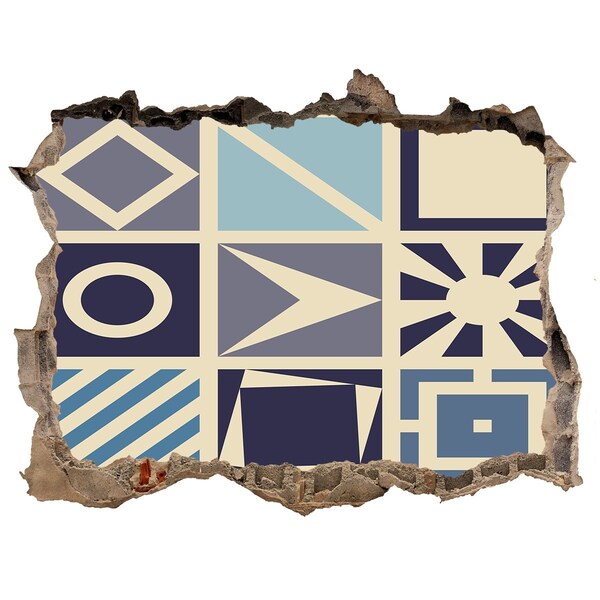 Wandsticker 3D gat met uitzicht Geometrische vormen op de muur