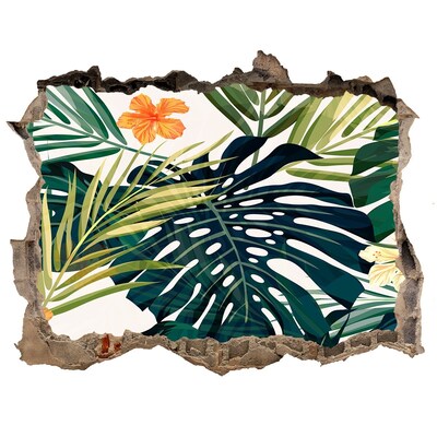 Okleina 3D dziura naklejka Tropikalny raj wśród liści