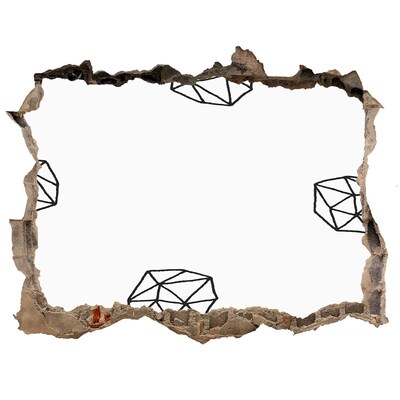 Zelfklevende muursticker 3D gat Gouden diamanten in een gat in de muur