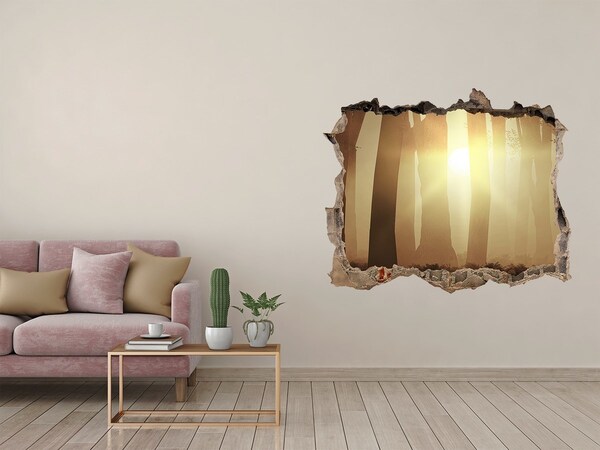 Wandsticker 3D doorkijk Gouden ochtend in het bos
