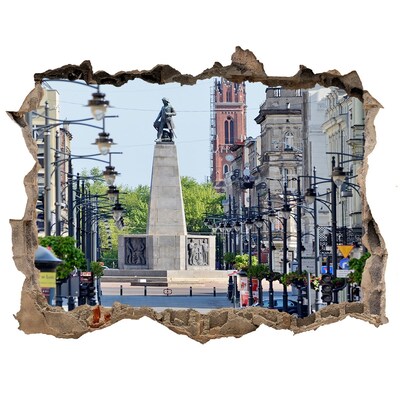 Wandsticker 3D doorkijk Straat met een monument