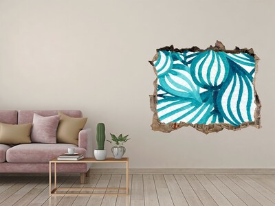 Zelfklevende 3D wandsticker illusie Tropische bladeren in een gat in de muur