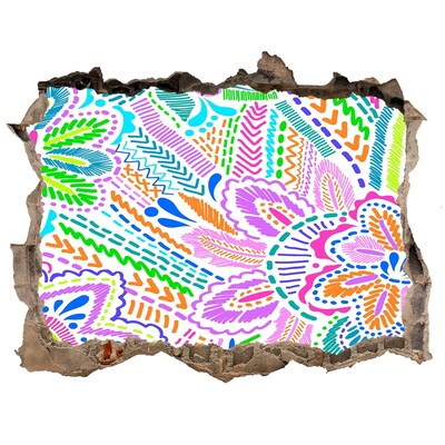 Okleina 3D dziura na ścianę Kwiatowy wzór w kolorach tęczy
