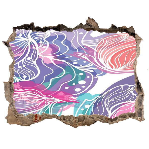 Okleina 3D dziura na ścianę Kwiatowe wzory w dziurze w ścianie