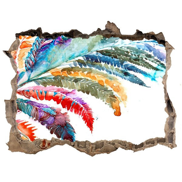 Zelfklevende muursticker 3D gat Een tropische oase in beton.