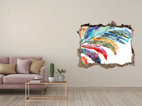 Zelfklevende muursticker 3D gat Een tropische oase in beton.