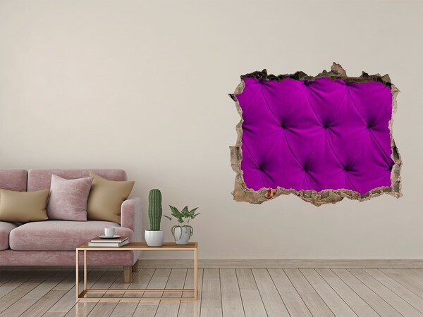 Wandsticker 3D gat met uitzicht Fuchsia behang in een gat in de muur