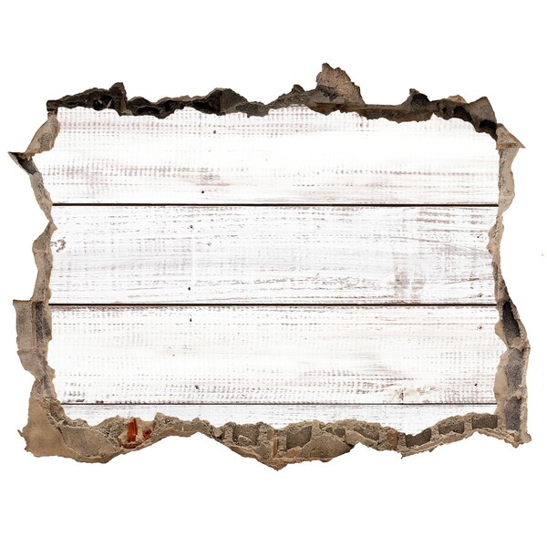 Wandsticker 3D doorkijk Een houten plank in een gat in de muur