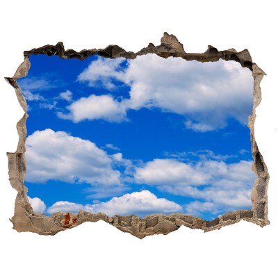 Zelfklevende 3D wandsticker illusie Blauwe lucht met wolken