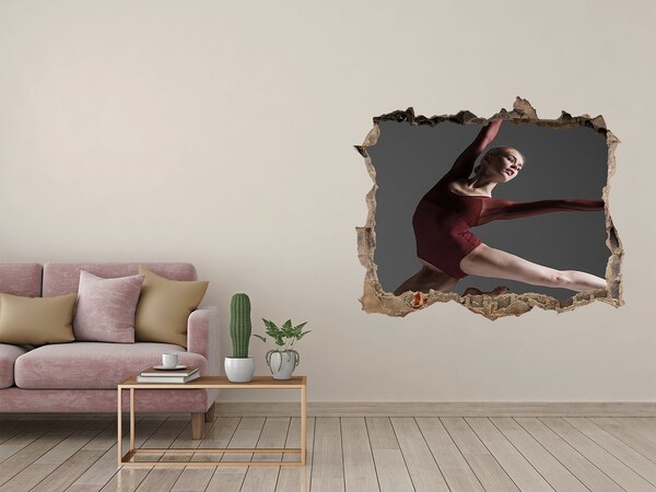 Zelfklevende muursticker 3D gat Dansen in een verwoeste muur
