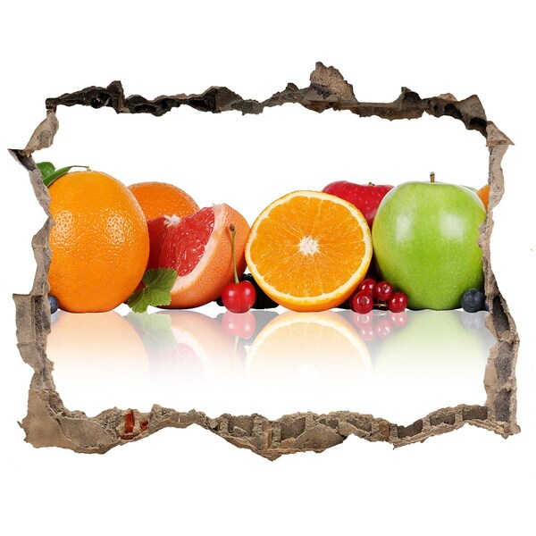 Wandsticker 3D doorkijk Fruitparadijs achter de muur