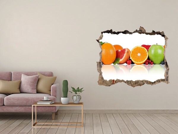 Wandsticker 3D doorkijk Fruitparadijs achter de muur