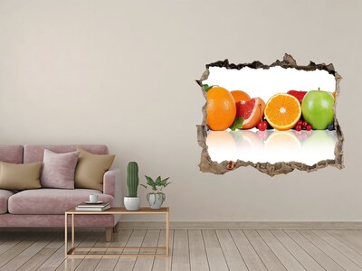 Wandsticker 3D doorkijk Fruitparadijs achter de muur