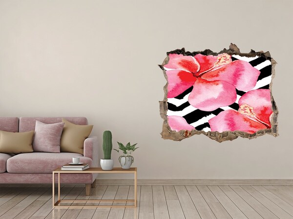 Zelfklevende 3D wandsticker illusie Bloemengat in de muur