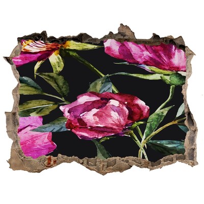 Zelfklevende 3D wandsticker illusie Hole in the Wall Bloemenmuurschildering