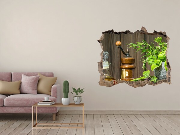 Zelfklevende 3D wandsticker illusie Kruidenhoekje in de keuken
