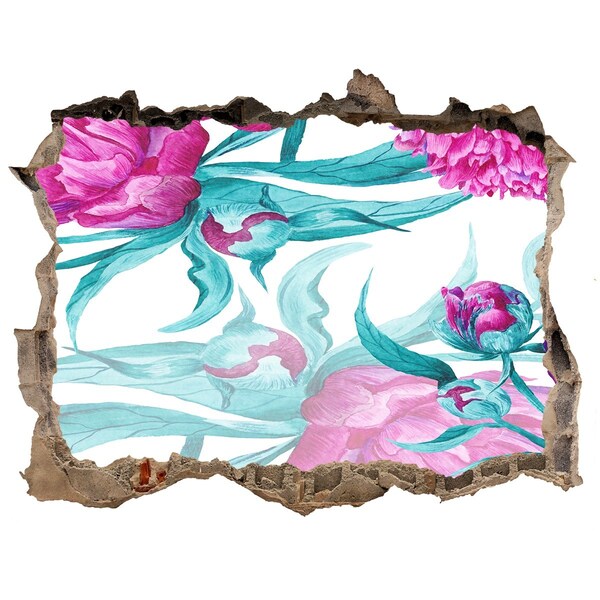 Okleina 3D dziura na ścianę Kwiatowy ogród za ścianą