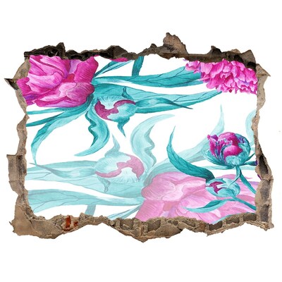 Zelfklevende muursticker 3D gat Bloementuin achter de muur