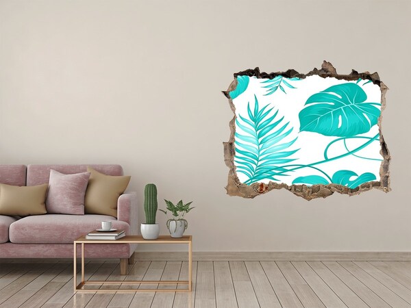 Zelfklevende 3D wandsticker illusie Tropisch paradijs achter de muur