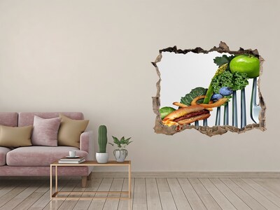 Zelfklevende 3D wandsticker illusie De culinaire wereld achter de muren