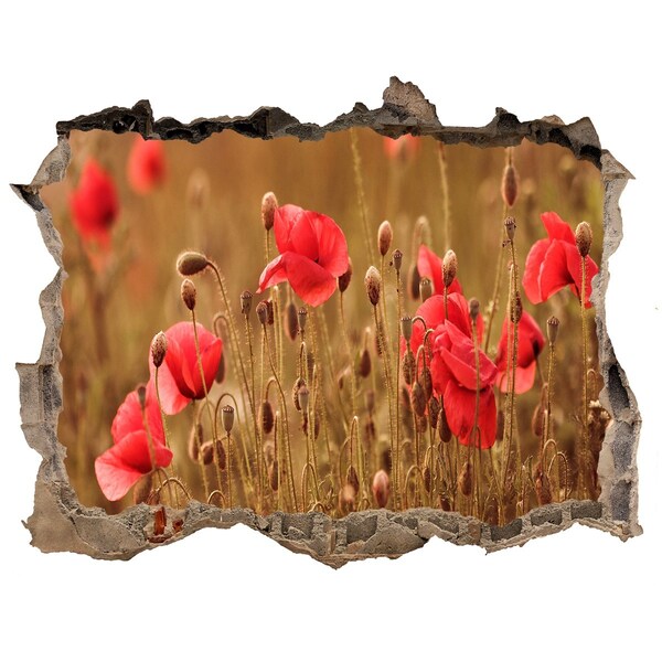 Zelfklevende muursticker 3D gat Bloemen tussen de ingestorte muur